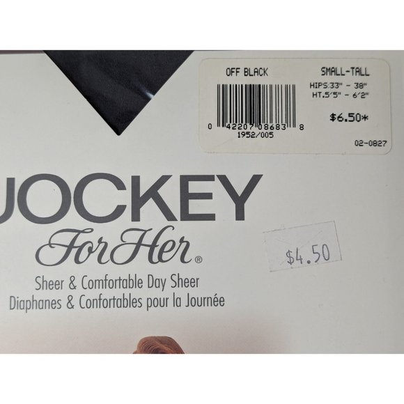 Jockey For Her Day Sheer Pantyhose Sz Small Tuxedo‎ Black Control Top Sandalfoot - Picture 3 of 5